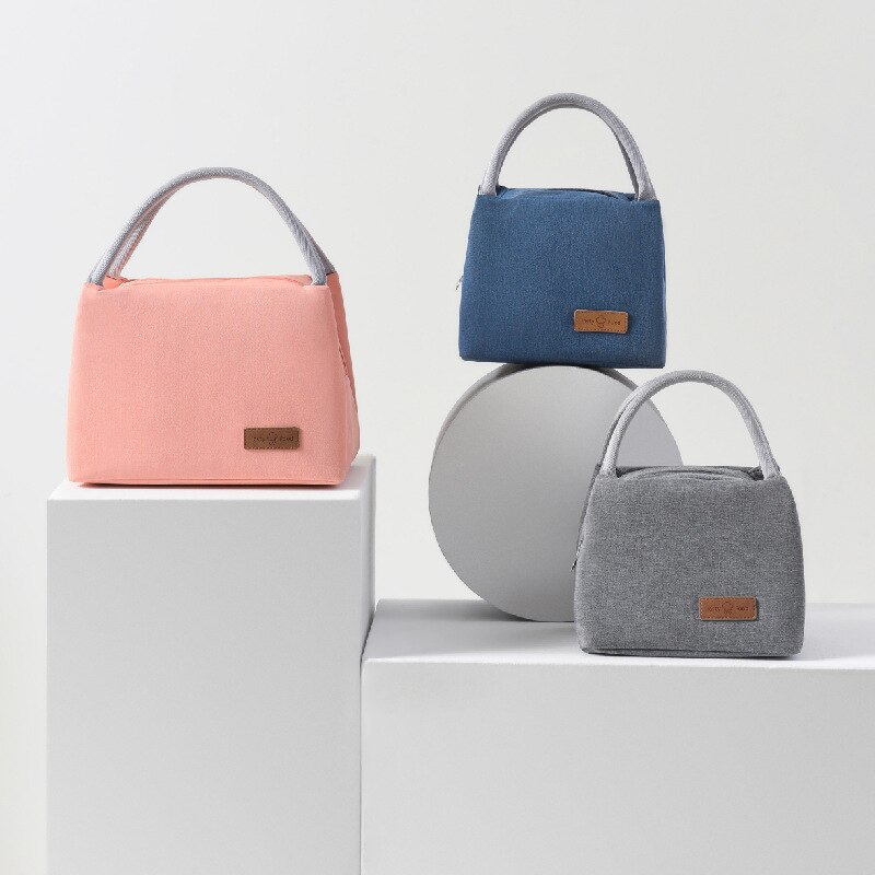 Wasserdichte Tragbare Isolierte Kühltasche Thermische Einfache Leinen Handtasche zu Arbeiten Schulter Gurt Bento Mittagessen Tasche für Lebensmittel