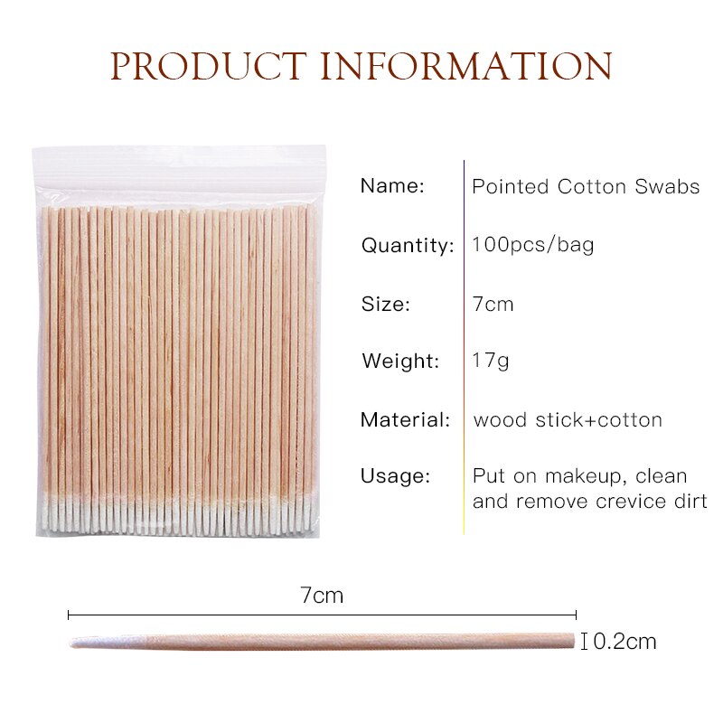 Bastoncillos de madera para limpieza de uñas, 300 piezas, Corrector de detalles para manicura, quitaesmalte, herramientas de arte