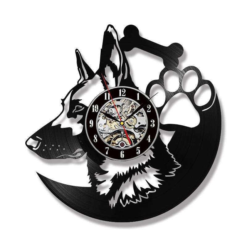 Rottweiler – horloge murale 3D LED en vinyle, horloge suspendue lumineuse, veilleuse, décor de chambre: B / No LED Light
