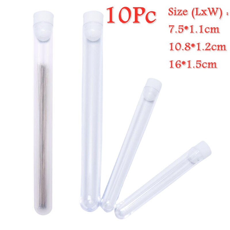 10PCS Clear Plastic Embroidery Felting Sewing Needles Container Pin Needle Storage Tubes Bottle Holder Storage Cases