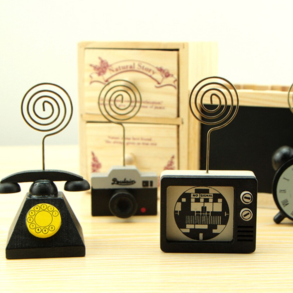 Memo clip vintage retro klok tafeldecoratie notitieklem fotoklem memo map voor huwelijksbanket