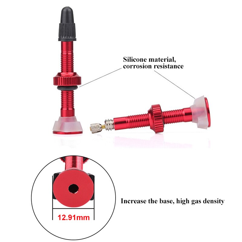 Bicycle 1Pair 40/60mm Presta Valve For Road MTB Bicycle Tubeless Tires Alloy Stem Tubeless Sealant Compatible Vacuum Nozzle