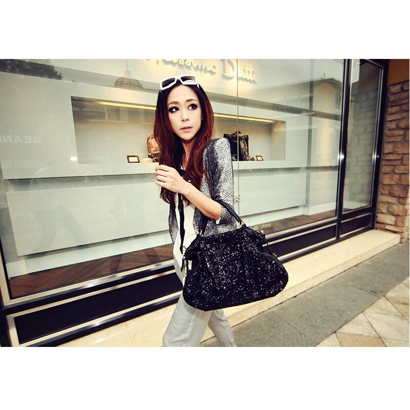 Glitter Schulter Tasche Pailletten Zipper Kette Wolke Tasche Große Kapazität Frauen Slant Knödel Tasche Handtasche