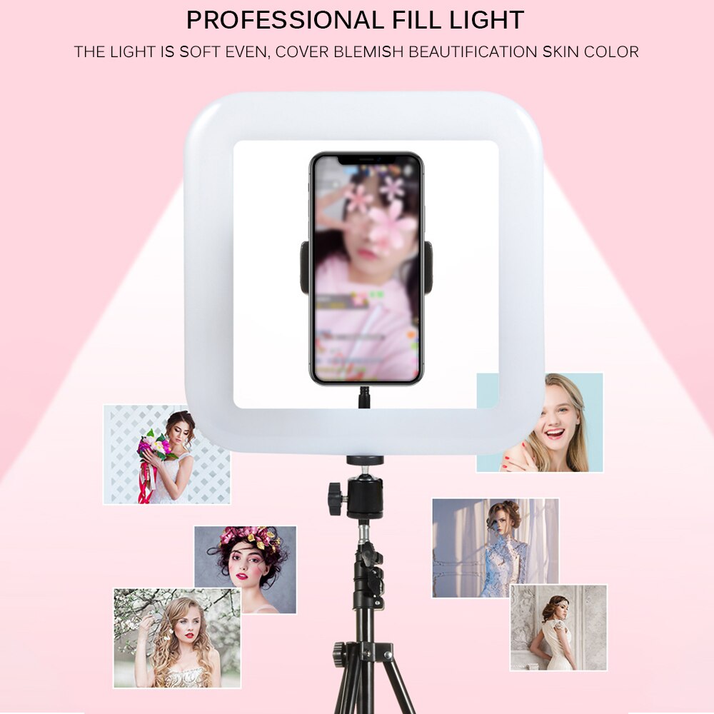 Camera Supplementary Light Square Ring For YouTuber Vlog Soft&Bright Lightweight Photo Studio Makeup Ring Phone Live Video