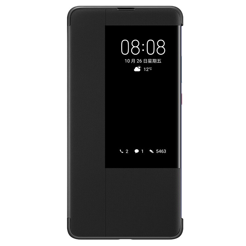 Huawei mate 20 x etui original officiel huawei mate 20 x flip cover cover smart view vinduesbeskyt stativ huawei mate 20x case: Sort