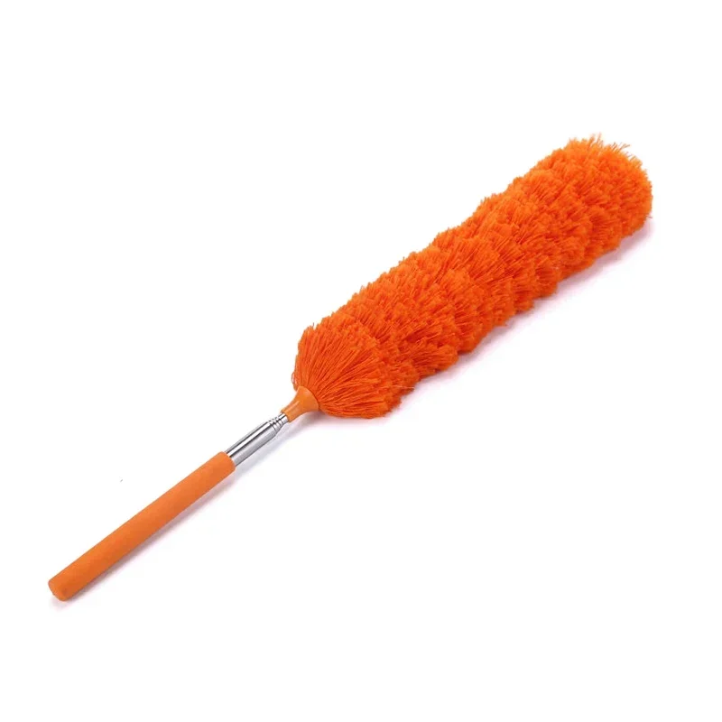 Elektrostatischer Staubwedel, teleskopisch, flexibel, Edelstahl, Haushaltsstaubwedel, Reinigungswerkzeug, Mikrofaser-Staubbürste: Orange