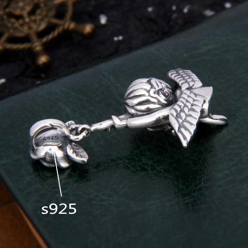 Bocai Trend Solid Pure S925 Zilveren Sieraden Modieuze En Eenvoudige Bell Robot Kat Trendy Mannen En Vrouwen Hanger