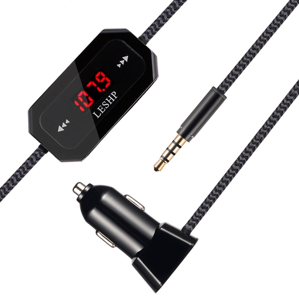 Wireless Fm Transmitter Radio Car Kit For Smart Phones Bundle With 3.5Mm Audio Plug And Car Charger