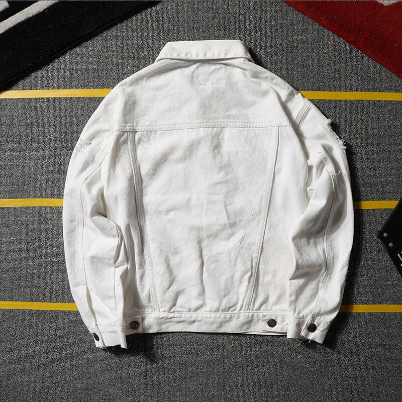 Męska kurtka dżinsowa męska wiatrówka Streetwear jeansowa kurtka Homme zwykły modny płaszcz różowy biały czarny 5XL