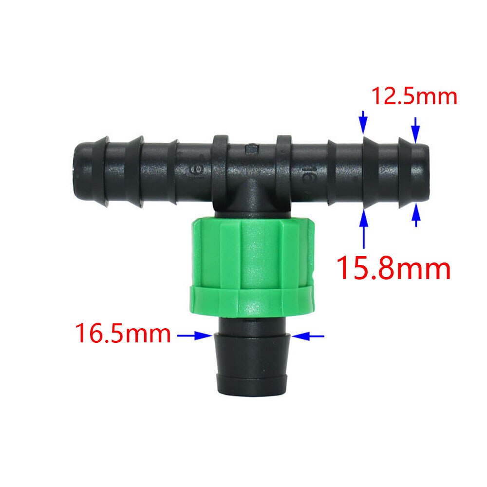 1pc 16mm 5/8'' Irrigation Drip Tape Connectors Tee Garden Tap Threaded Lock Hose Splitter 1/2 3/4 Thread 2/3-Way Tube Joints