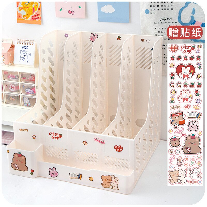 Ins diy kawaii kirjoituspöytä kirjateline muovipöytä paikallaan järjestäjä toimiston säilytyslaatikko erillinen kirjahyllyt kirjahylly: Valkoinen