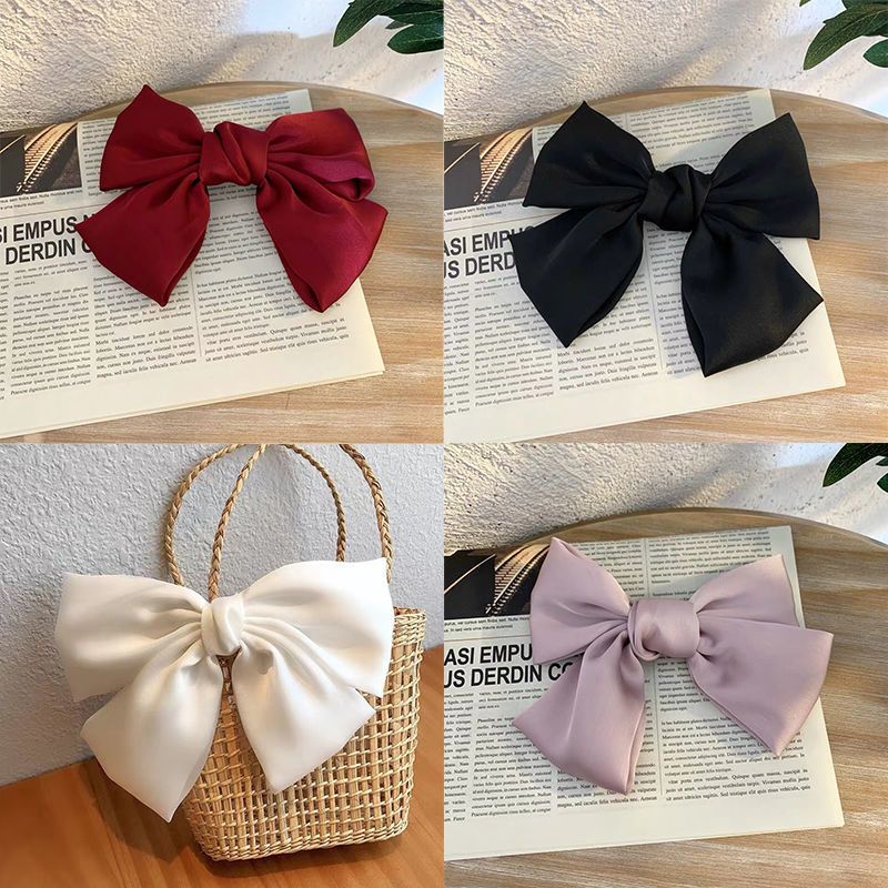 Huanzhi 4 Stks/set Leuke Grote Strik Haarspeld Rode Dubbele Laag Lint Satijnen Strik Haar Clip Haarspeldjes Voor Vrouwen Meisje Haar accessoires: 3