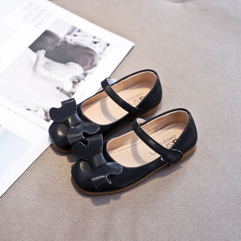 Effen Kleur Baby Meisje Leer Leisure Schoenen mode meisjes zachte dance party schoenen Zoete Strik Prestaties SM015: SM015Black / 27
