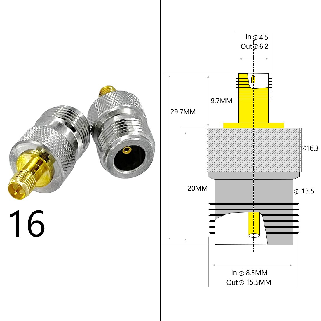 Adaptador de antena Wifi SMA macho hembra a BNC N macho hembra, Conector de enchufe RF coaxial, convertidor recto, precio al por mayor, 1 ud.: Type16