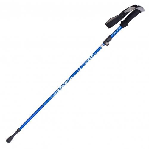 Walking Stick Outdoor Folding Trekking Poles Nordic Hiking Antishock Adjust 3-Section Aluminum Alloy Telescopic Alpenstock: Dark Blue