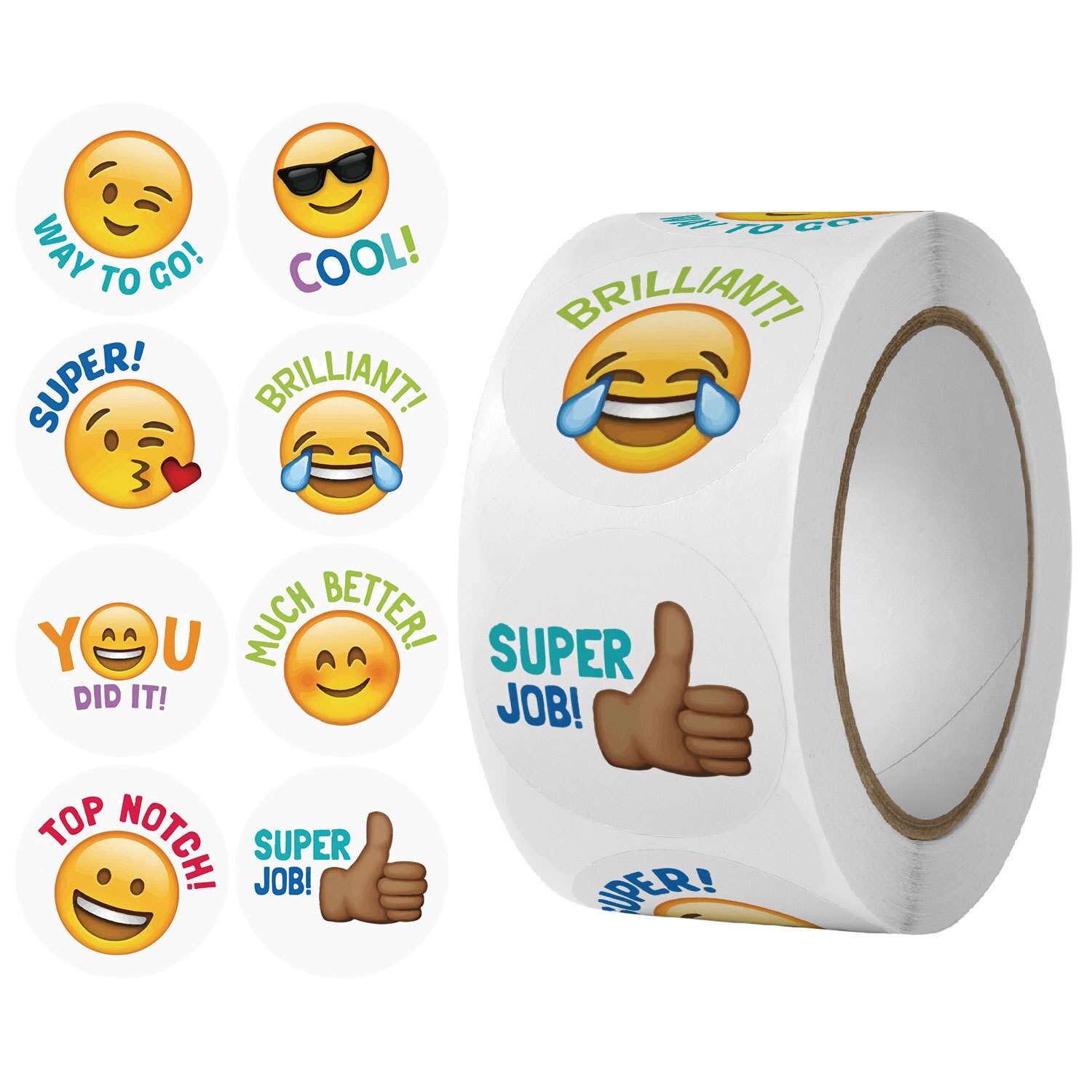 1 Roll/500Pcs Smiley Gezicht Stickers Gelukkig Gezicht Dank U Sticker Roll Cirkel Stippen Papieren Etiketten Beloning Stickers leraren Sticker: B1