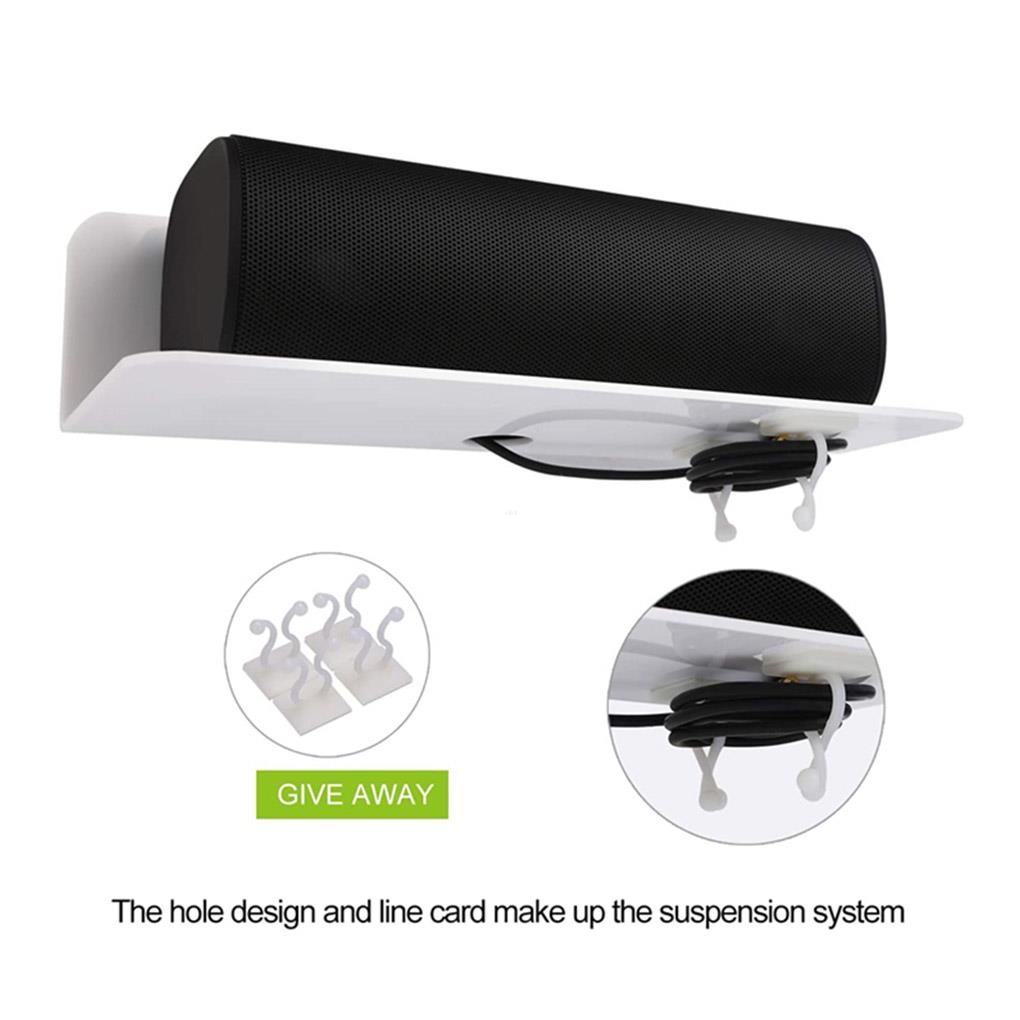 2 Pcs Wall Mounted Shelves Wall Hanging Display Decor Clock Speaker Organizer Acrylic Adhesive Shelf for Living Room Bedroom