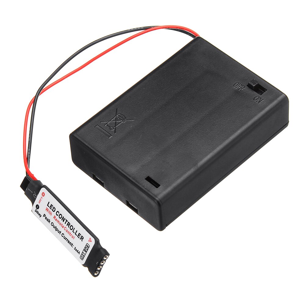 CLAITE DC4.5V Mini boîtier de batterie de contrôleur RF avec télécommande 24 touches pour bande de LED RGB
