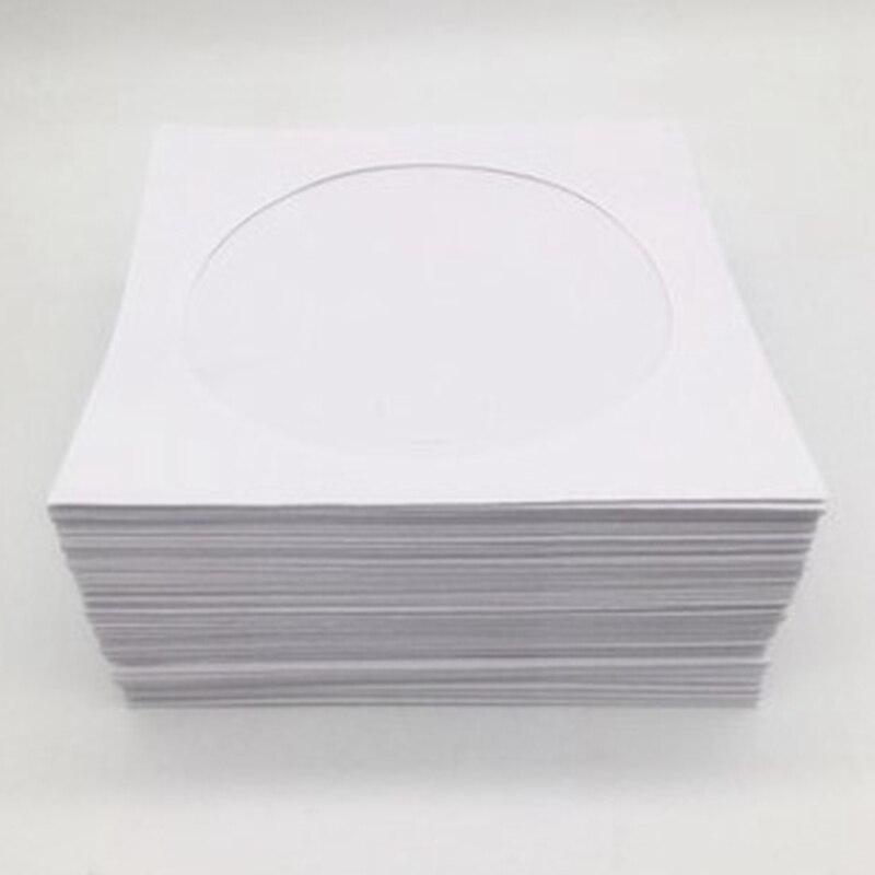 100 Pack CD DVD Sleeves Premium Thick White Paper CD DVD Sleeves Envelope With Window Cut Out And Flap, 120G