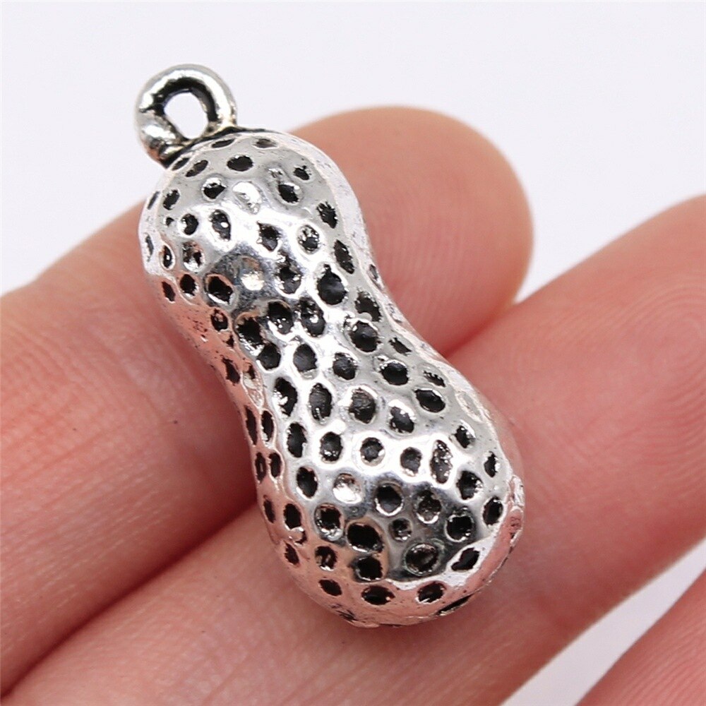 20 stuks 3d hazelnoot pinda's dennenappel bedeltjes knutselbenodigdheden handgemaakte tibetaanse sieraden: 30 x 13mm- zilver