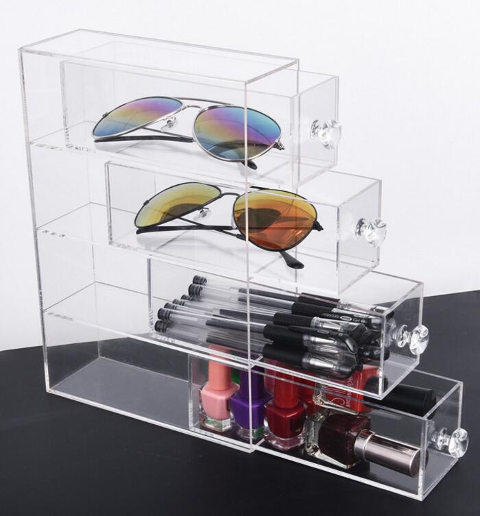 Flerlags akryl læbestift makeup skuffe holder kuffert kosmetik opbevaring makeup briller organizer neglelak display stand stativ