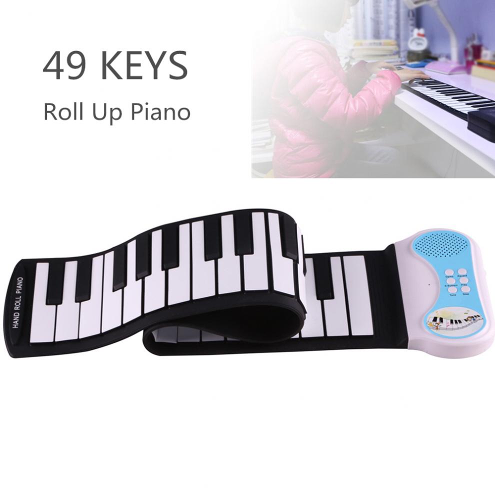 49 Keys Silicon Flexible Hand Roll Up Piano Electronic Keyboard Organ Enlightenment for Children Students