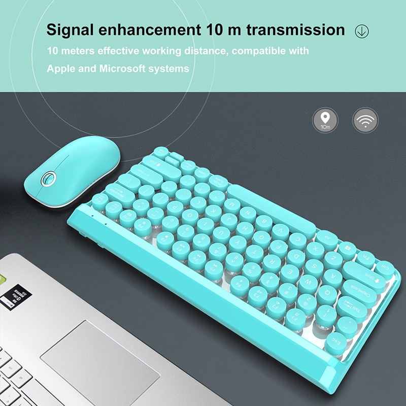 2.4G Wireless Keyboard Gaming Mouse Set Retro Round Keycap Keyboard Mini Mouse For Macbook Lenovo PC Laptop Keypad Computer Mice