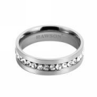 Hawson-anillo de acero inoxidable con incrustaciones de circonita para hombre, corbata biselada con borde biselado, accesorio de: Plata antigua plateada