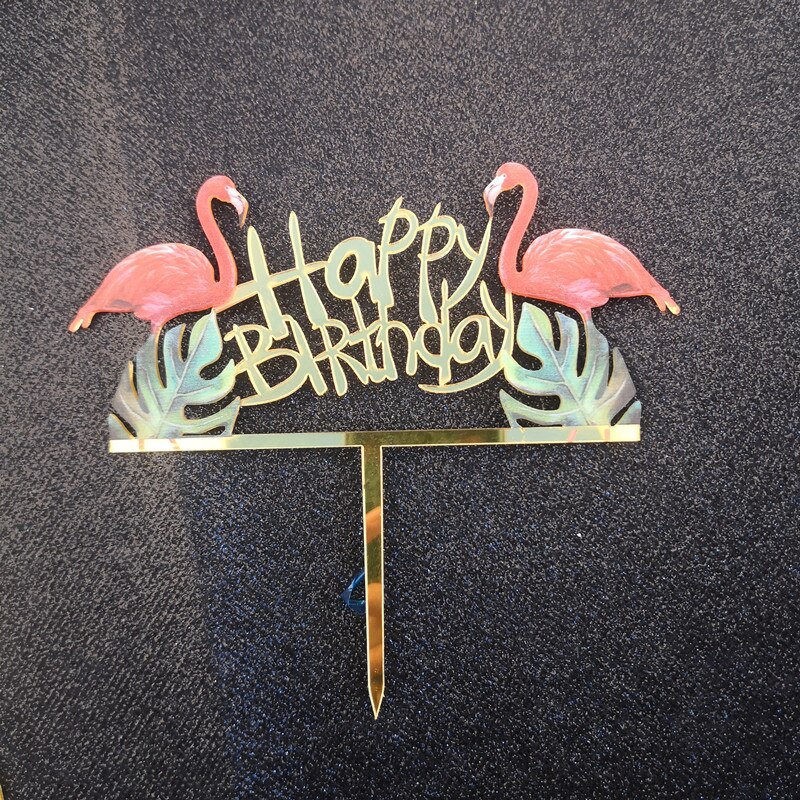 Acryl Flamingo Gelukkige Verjaardag Cake Topper Kids Verjaardagsfeestje Gunsten Decoratie Baby Shower Candy Bar Cake Toppers