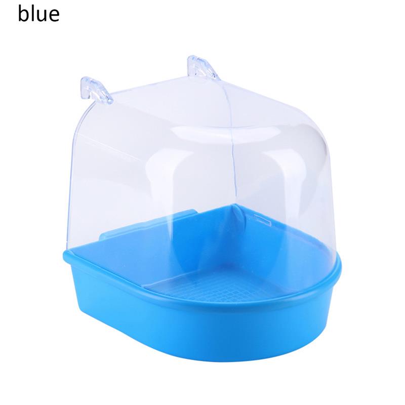 Caja de plástico para baño de aves, bañera, loro para periquito, pájaro amoroso, jaula para mascotas, cuenco colgante, periquito, baño de aves, 1 unidad: Blue