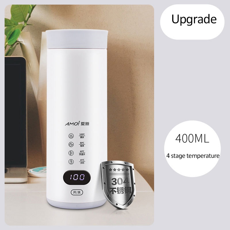 Draagbare elektrische waterkoker mini waterkoker kokend kopje slimme theepot verwarmende thermische mok voor thee koffie melkpoeder 400ml 220v