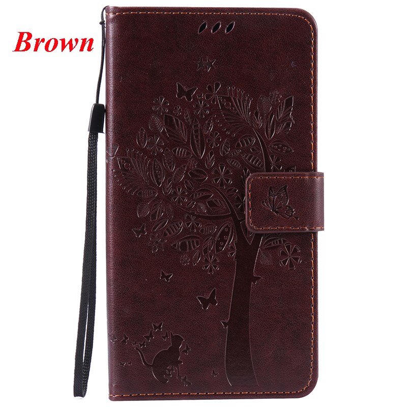 For Huawei P7 Case PU Leather Wallet Flip Stand Cover 3D Tree For Huawei P7 P7-L00 P7-L05 P7-L10 P7-L11 Phone Cases Fundas: Brown
