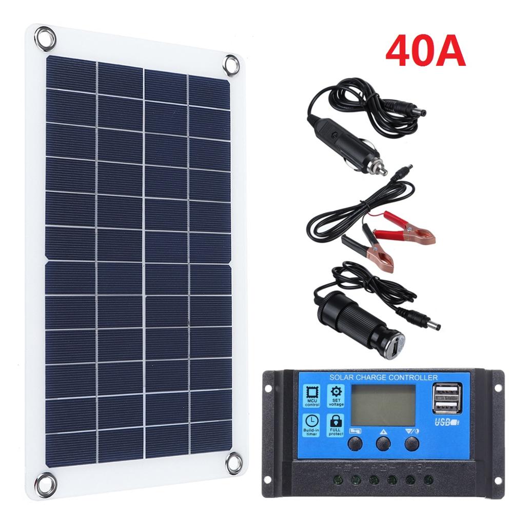 30W 12V Solar Panel Dual USB Output Solar Cells Poly Solar Panel 10/20/30/40/50A Controller for Car Yacht Battery Boat Charger: 30W 40A