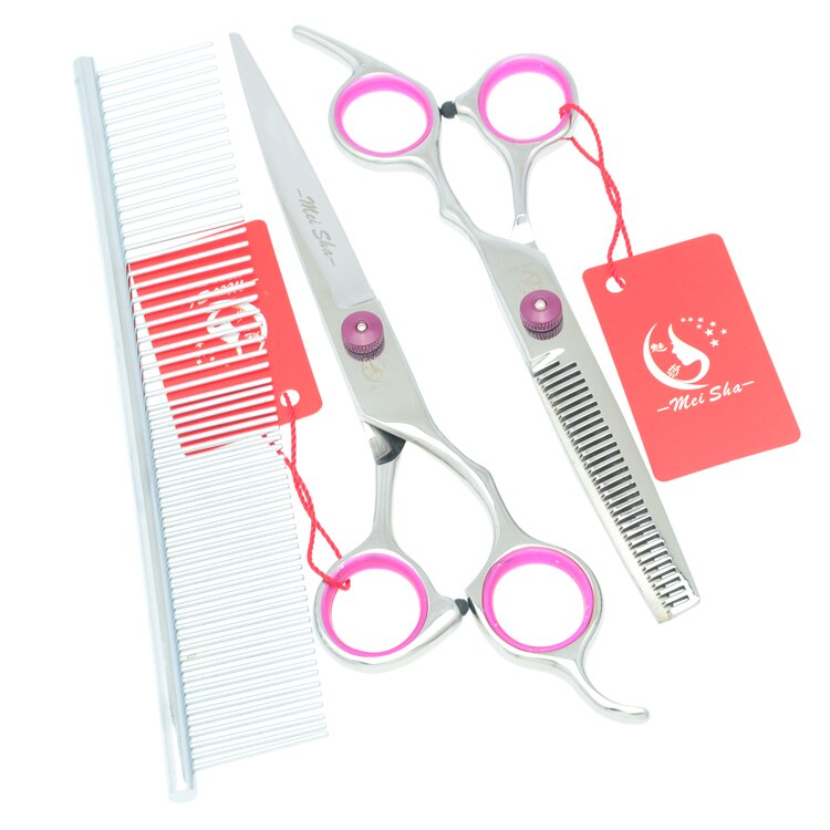 7.0" Stainless Steel Dogs Grooming Scissors Straight Scissor Thinning Shears Up Curved Tesoura Pets Clipper B0007A