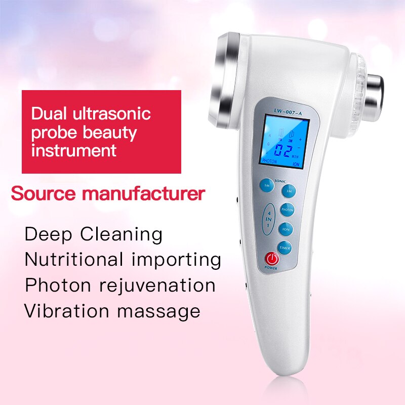 4 in 1 1Mhz 3Mhz Ultraschall Photon IONEN Schönheit Ausrüstung Für Tiefe Reinigung Anti-falten Haut Rejunvenation vibration Massage