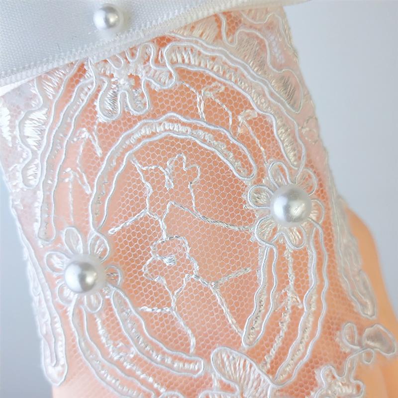 Wedding Dress Gloves Fingerless Embroidery Pearl Decor Lace Gloves Bridal Gloves Wedding Dress Bride Glove