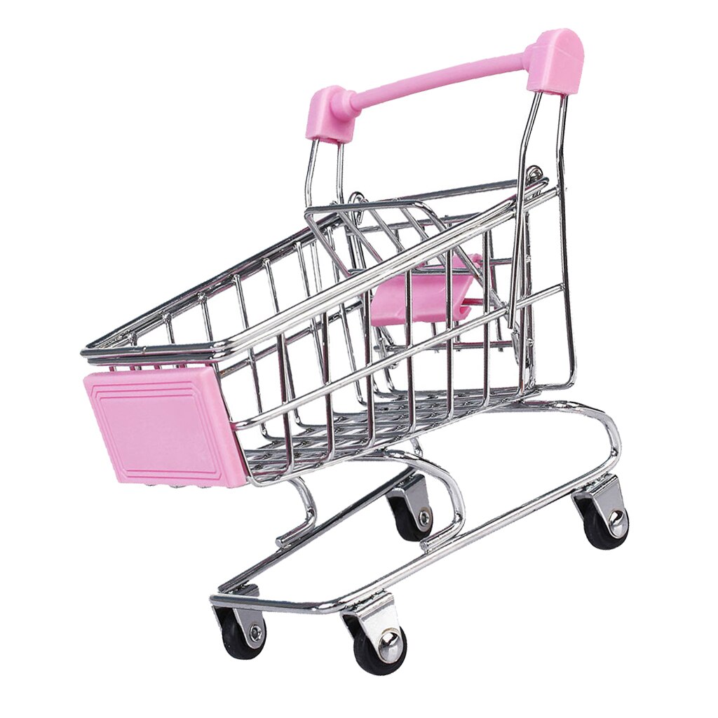 Kids Children Pretend Play Mini Shopping Entertainment Fun Cart Trolley Home Room Office Decor Toy Pink