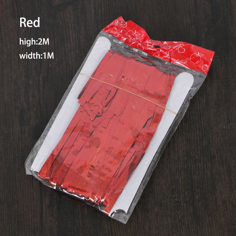 Fondo de cortina de seda de lluvia, tira de colores para pared, cumpleaños, boda, decoración de cinta de seda de lluvia, sala de estar para, suministros de cortina: Rojo