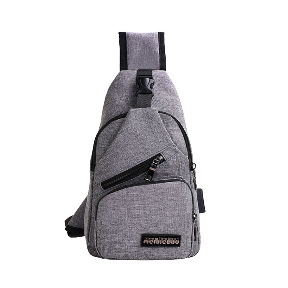 Anti-diefstal opladen casual mannen borsttas polyester crossbody tassen schoudertas borsttas tas voor mobiele telefoon portemonnee: Grijs