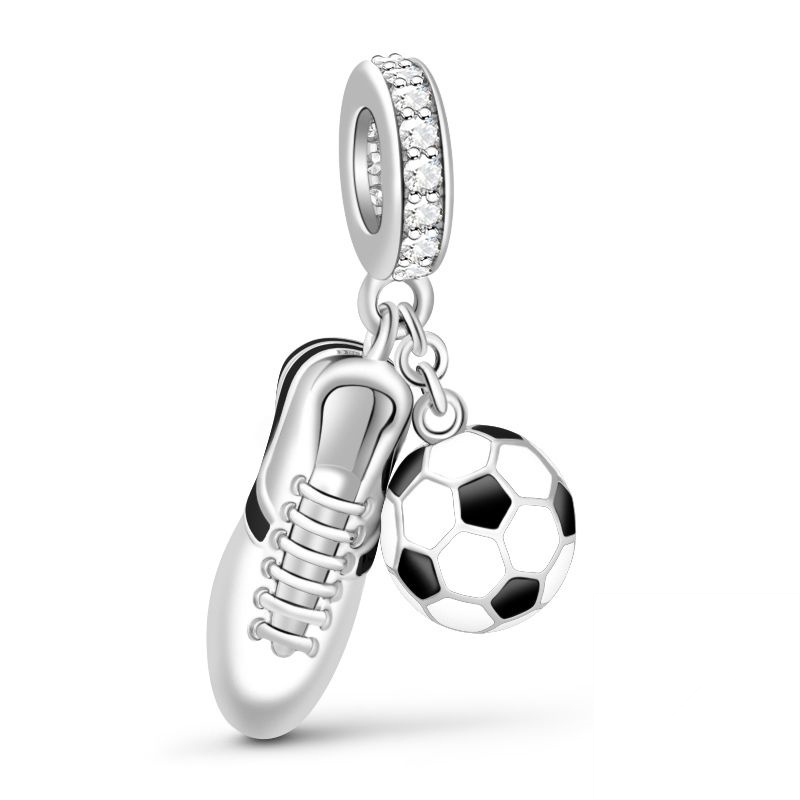 Multiple Series Balls Bead American Football，Badminton Dangle Charm Jewelry Fit Original 925 Sterling Silver Pan Brand Bracelet: Teak Color