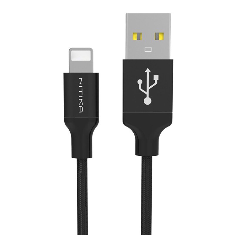 Nitika para apple mfi cabo de dados de carga rápida cabo de dados mfi liga de alumínio cabo trançado de náilon para usb 1m: Black