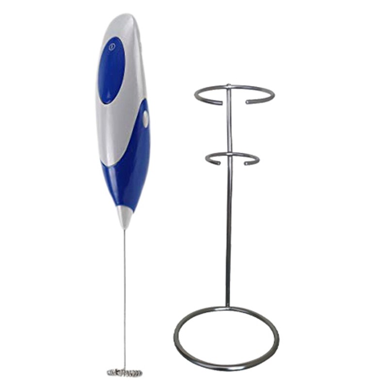 Handheld Electric Coffee Mixer Frother,Milk Beverage Foamer Cream Whisk Cooking Stirrer Egg Beater With Bracket: Blue