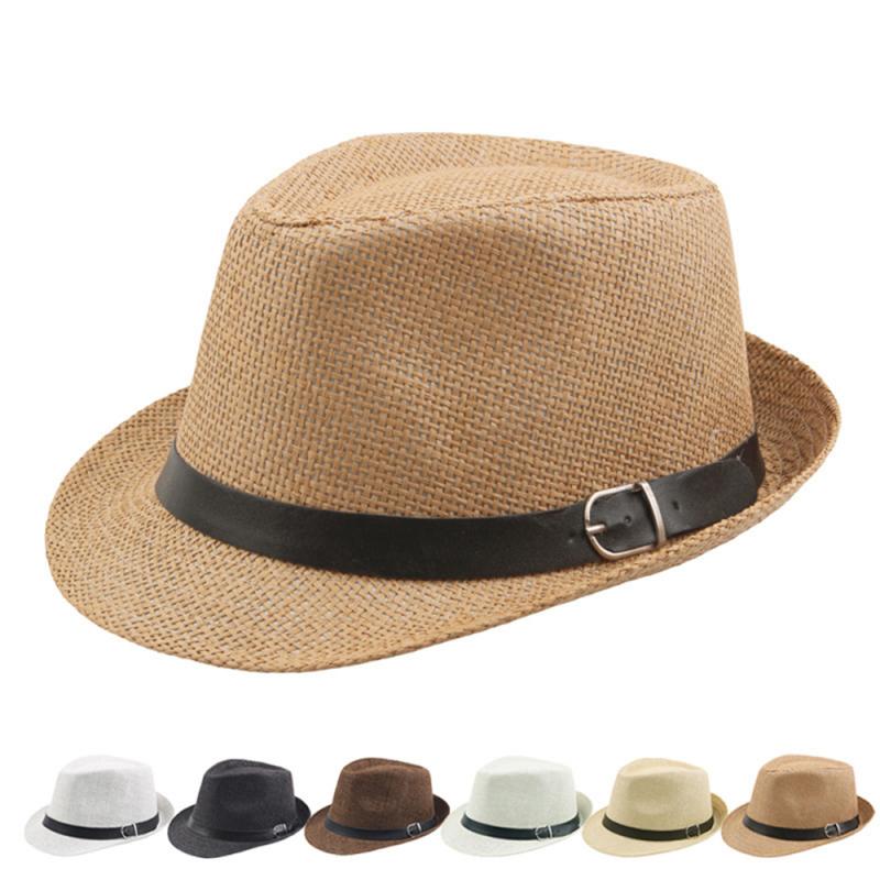 Women Men Hat Cap Summer Shade Straw Hat Top Hat Straw Beach Hat With Belt Unisex