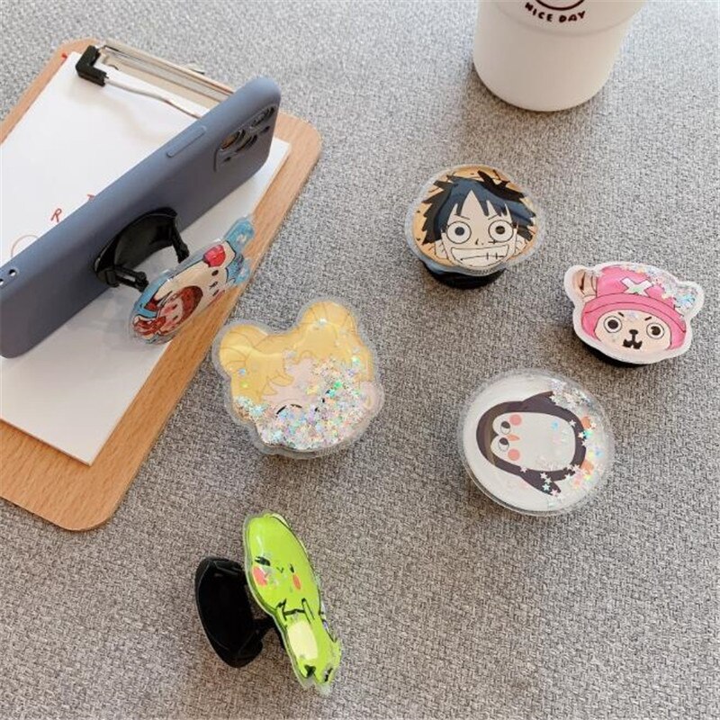 Mobile Phone Holder Stand Flower Cartoon 3D Quicksand Ring Holder For iPhone Smartphone Expanding Stand Bracket Telefoon Houder