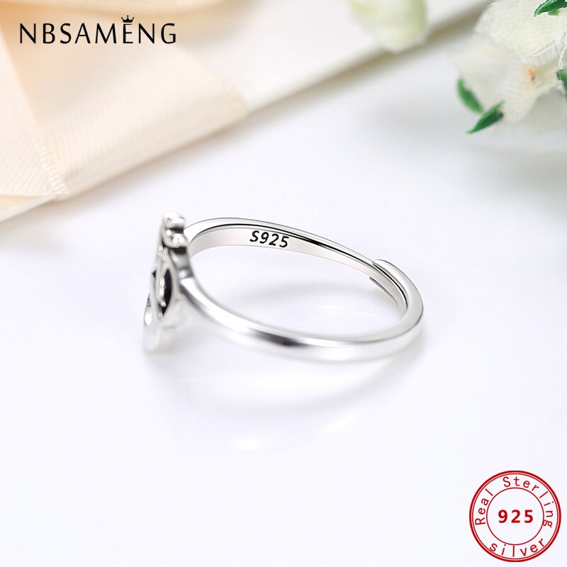 Authentic 100% 925 Sterling Silver Om Symbol Adjustable Finger Rings For Women Luxury Fine Jewelry