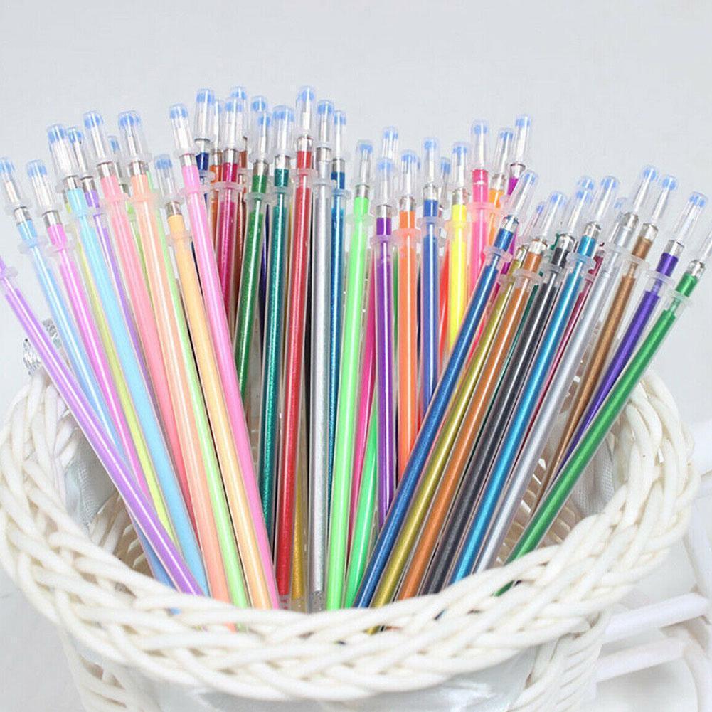 Gel pen refill 48 farve gel farver gel blyanter multi malerier farvet sæt refills farvet kerne gel pen taske blæk u1 d 3