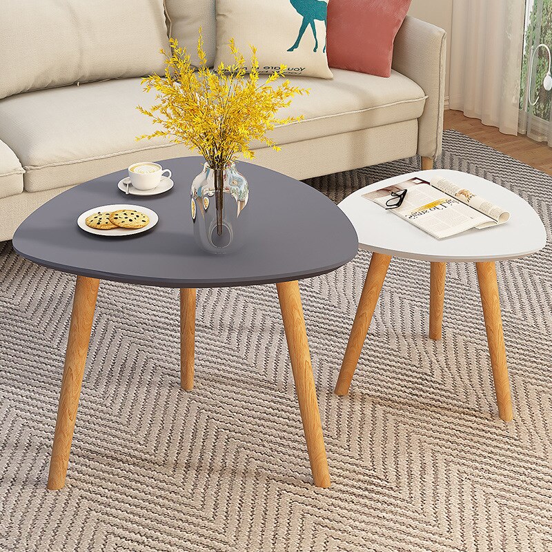 Triângulo conjunto misto pequena mesa de café sala estar quarto criativo mesa cabeceira moderno e minimalista sofá mesa lateral mesa de centro: Gray and white