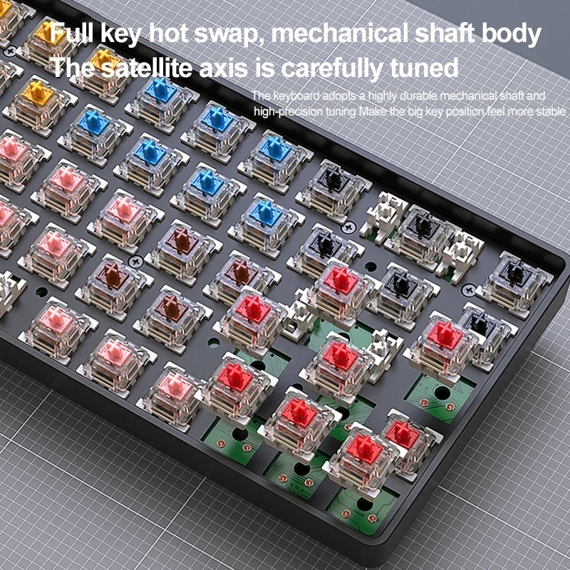 K68 2.4g/bt5.0 mekaniske spilltastaturer, 68 smakebit med hotswap, mini mekanisk spilltastatur, pbt-tastehetter, 65%  tastaturer