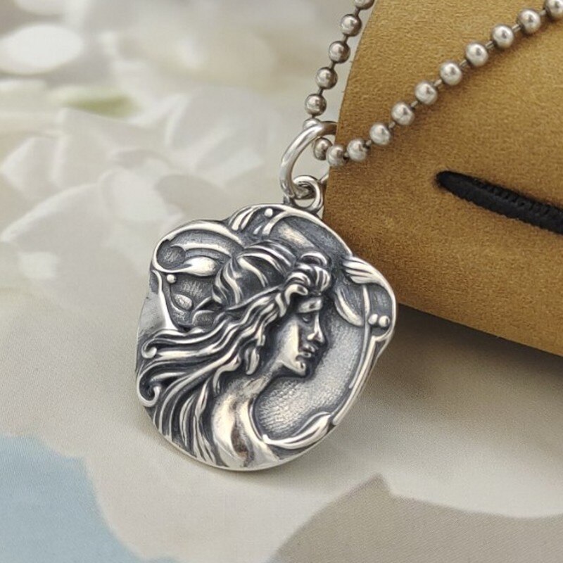 Bocai 2022 echte reine  s990 silber schmuck persönlichkeit schönes mädchen runde karte retro thai matt schlichte frau anhänger