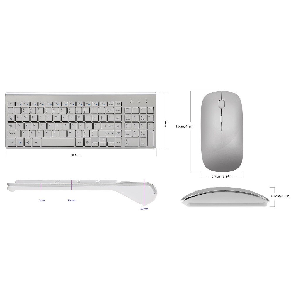 Ergonomiczny Ultra cienki niski poziom hałasu 2.4G bezprzewodowa klawiatura i mysz Combo bezprzewodowa mysz do komputera Mac Pc Windows XP/7/10 tv box z androidem